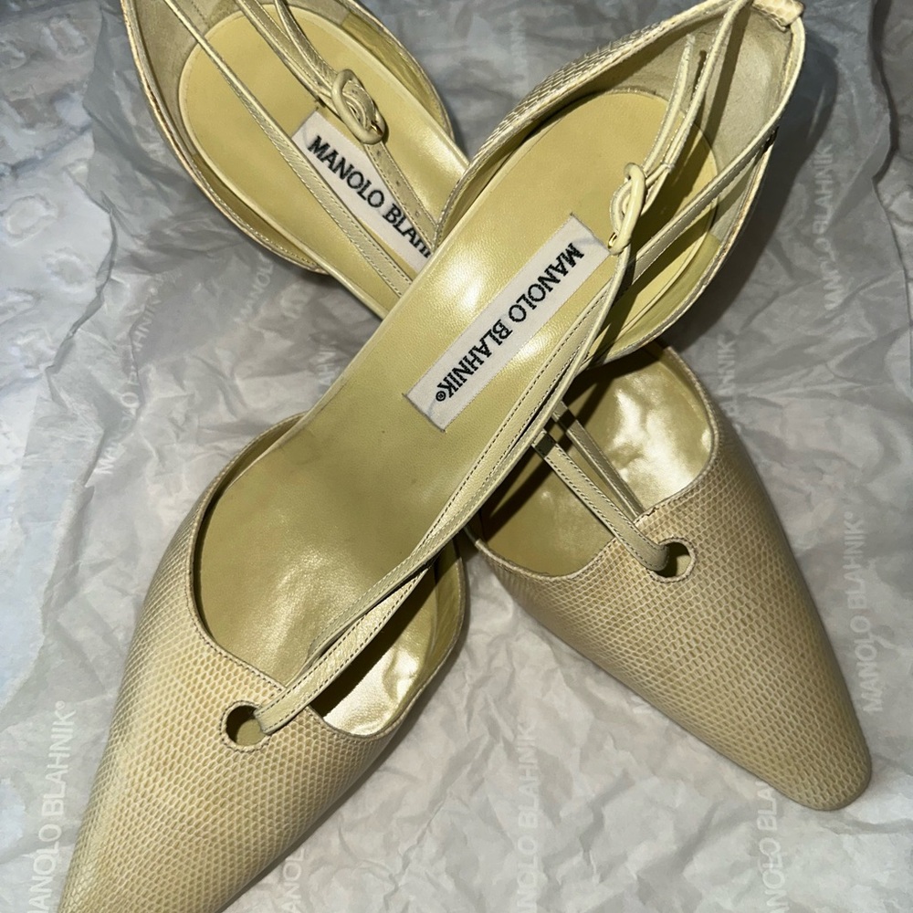 Manolo Blahnik Beige Strappy Heels